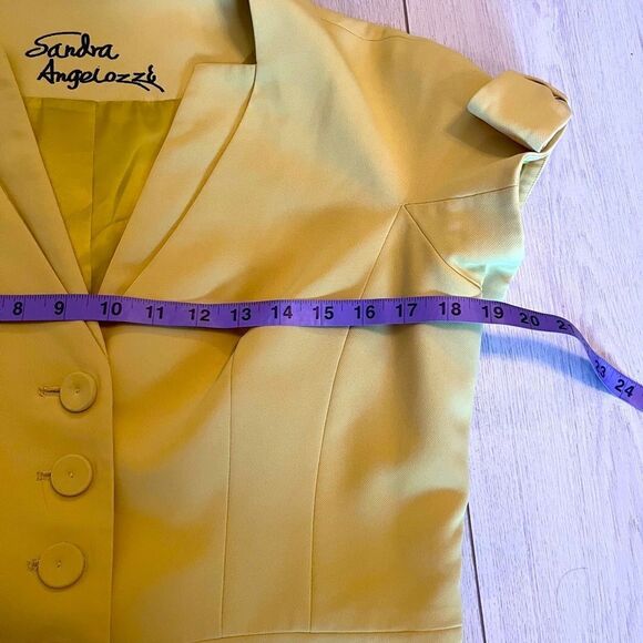 Sandra Angelozzi vintage chartreuse cap sleeve blazer jacket - Picture 9 of 11
